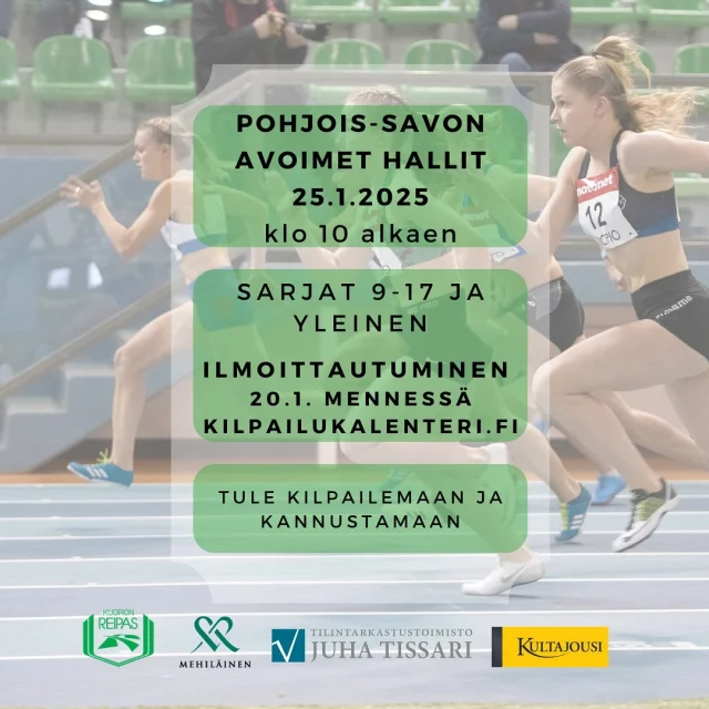 Ensi maanantaihin asti on mahdollista ilmoittautua Kuopion Reippaan järjestämiin Pohjois-Savon  avoimiin halleihin. Tule testaamaan Kuopion nopea mondo! #yleisurheilu #nuorisoyleisurheilu #hallikisat #kuopionreipas #kuopio #kuopiohalli