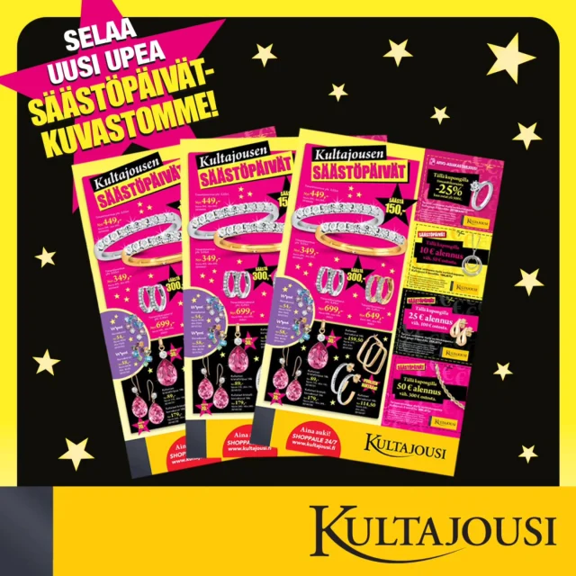 Kultajousen upea Säästöpäivät-kuvasto on julkaistu 🤩

Tarkkaile postiasi ja tule pian hakemaan omat suosikkisi – tuotteita on rajoitettu erä!

Tervetuloa ostoksille Kultajouseen! 💛
@kultajousi_oy
@kultajousi_puijonkatu 
@kultajousi_kolmisoppi 
@kultajousi_matkus  

#kultajousi #säästöpäivät #säästä #kupongit #kuvasto #yhteistyökumppani