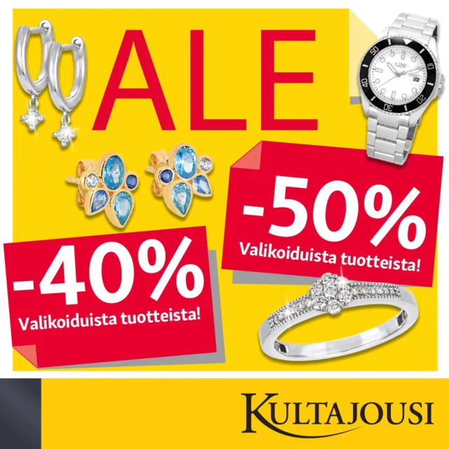 Kultajousessa alkoi tänään KESÄ-ALE! 😍

Valikoimastamme löydät kauniit korut ja upeat kellot nyt mielettömin ALE-hinnoin! 
Muista olla nopea, sillä osaa tuotteista on vain rajoitettu erä! 

Tervetuloa ostoksille Kultajouseen! 💛
@kultajousi_oy
@kultajousi_puijonkatu
@kultajousi_kolmisoppi
@kultajousi_matkus

#kultajousi #ALE #kesäale #sale #rea #alennus #yhteistyökumppani