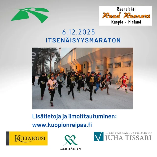 Itsenäisyyspäivänä juostaan jälleen! 44. Kerran julistetaan itsenäisyyspäivää juosten. #kuopionreipas #juoksu #kultajousi #tissari #mehiläinen #perinne