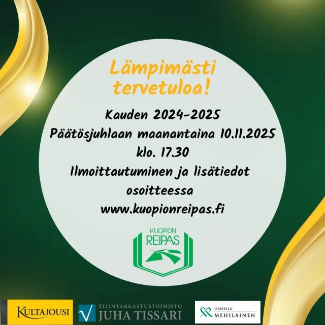 Kauden 2024-2025 päätöstilaisuus järjestetään Rauhalahden kylpylähotellilla maanantaina 10.11.2025 klo 17.30💚  Ilmoittautuminen Reippaan nettisivuilla "ajankohtaista"-osion kautta 2.11.  mennessä.
#kuopionreipas #kultajousi #urheilumehiläinen #tissari #yleisurheilu #nuorisoyleisurheilu