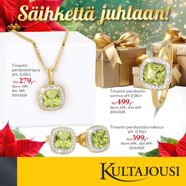Säihkettä Juhlaan! 💎

Juhlatunnelma on täällä: Isänpäivä lähestyy ja joulu tekee tuloaan. Nyt onkin täydellinen hetki hemmotteluun – itselle tai lahjaksi! 💍

Uudesta, joulun ensimmäisestä kuvastostamme löydät upeita koruja ja kelloja huippuhinnoin! Kuvastomme löydät lähimmästä Kultajousen myymälästä sekä verkkokaupastamme! 

Tervetuloa ostoksille Kultajouseen! 💛
@kultajousi_oy
@kultajousi_puijonkatu
@kultajousi_kolmisoppi
@kultajousi_matkus

#Kultajousi #Timantti #Diamond #Timanttisetti #Lahjavinkki #Joulu #Christmas #yhteistyökumppani