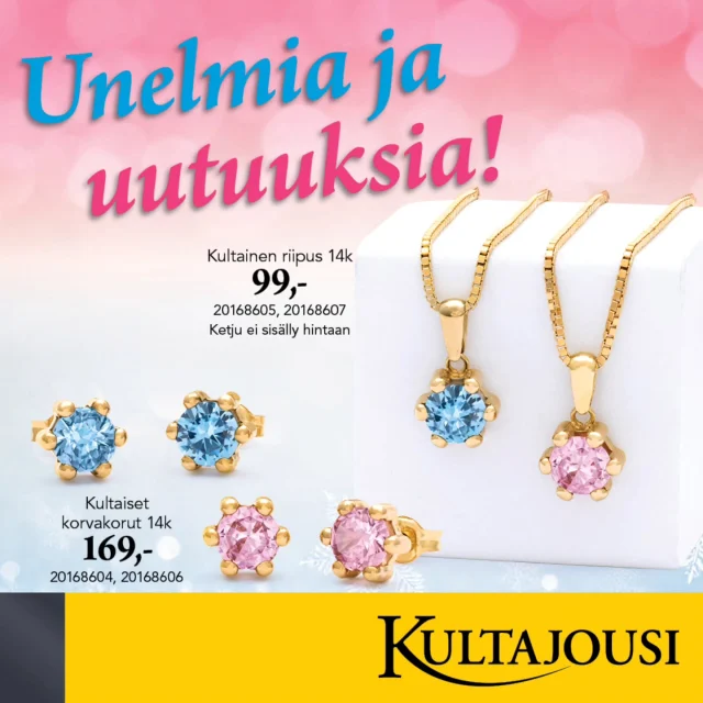 Unelmia ja uutuuksia! 😍

Pilkahdus kevättä on täällä ja niin ovat myös uudet koru- ja kellounelmat!

Löydä suosikkisi uutuuksien joukosta ja anna arjen säihkyä hieman enemmän. ✨

Tervetuloa palveltavaksi 💛 Kultajouseen! 

@kultajousi_oy
@kultajousi_puijonkatu
@kultajousi_kolmisoppi
@kultajousi_matkus

#Kultajousi #Uutuus #Kevät #unelmiajauutuuksia #kampanja