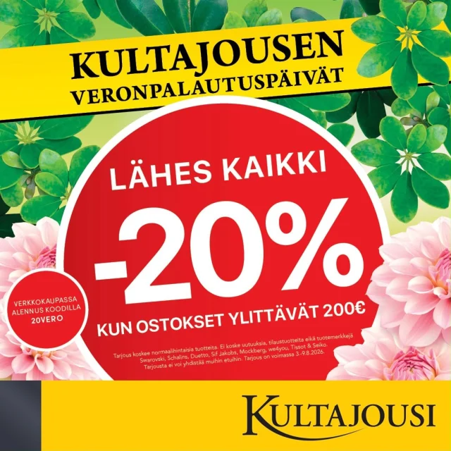 💸VERONPALAUTUSPÄIVÄT KULTAJOUSESSA!💸

Tällä viikolla on hyvä syy tehdä koru-unelmista totta 💛

✨ Saat lähes kaikki tuotteet -20 % kun ostat yli 200 eurolla!

Koska joskus on lupa käyttää rahaa myös johonkin, mikä saa hymyn huulille. 🥰

Nähdään 💛 Kultajousessa!

#kultajousi #veroale #alennus #discount