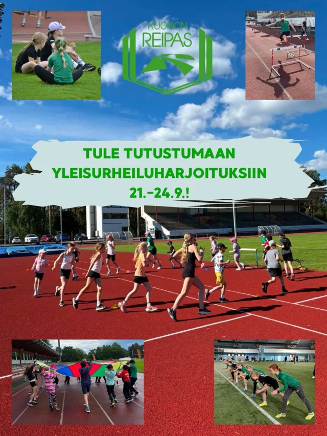 Tervetuloa tutustumaan yleisurheiluun! Ensi viikolla 21.-24.9. välisellä ajalla, voit tulla tutustumaan Kuopion Reippaan yleisurheiluharjoituksiin🏃🏻‍♂️🤸🏼‍♂️

Laitathan etukäteen tiedon tutustumiskerrasta sähköpostitse riia.tanninen@kuopionreipas.fi.
Huomioithan ettei lasta ole vakuutettu tutustumiskerralla, mikäli häntä ei ole ilmoitettu ryhmään Suomisportin kautta.

Mikäli yleisurheiluinto herää tutustumiskerralla, pääset helposti ilmoittautumaan ryhmiin nettisivujen/Suomisportin kautta🤗

Mikäli et kerkeä ensi viikolla mukaan tutustumaan, niin tiesithän, että ilmoittautuessasi mukaan ryhmään normaaliin tapaan suoraan Suomisportin kautta, olet myös tällöin oikeutettu tulemaan kerran tutustumaan harjoituksiin. 

Tietoa ryhmistä ja harjoitusaikatauluista löydät Kuopion Reippaan nettisivuilta!💚

#yleisurheilu #kuopionreipas #yleisurheilukoulu